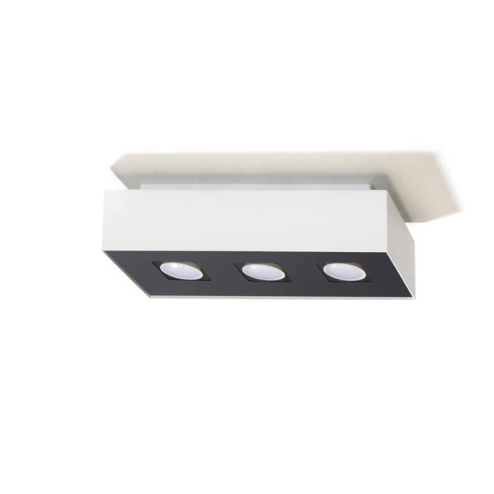 Plafonnier Acier Blanc/Noir GU10 3 Mono — vue 3