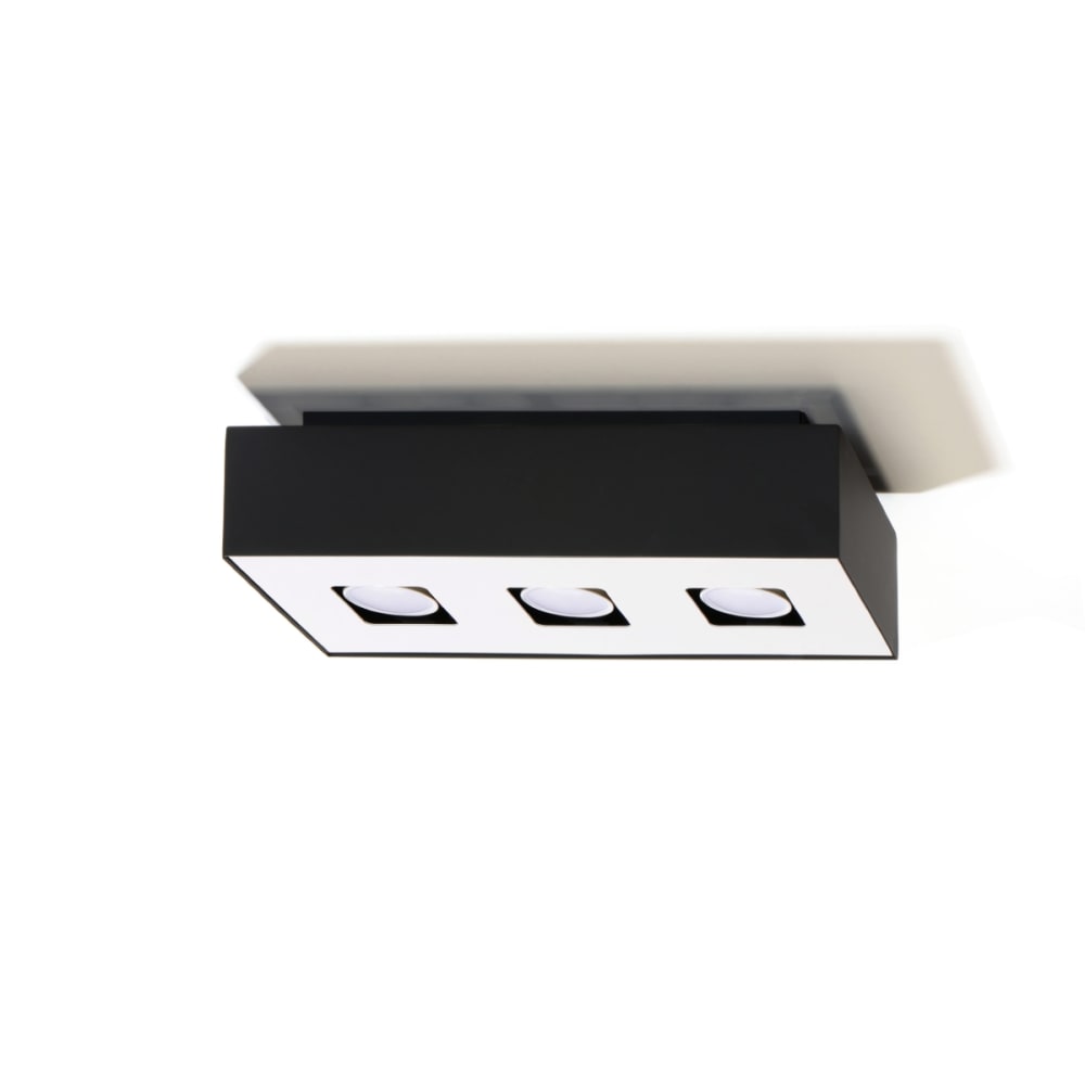 Plafonnier Acier Noir/Blanc GU10 3 Mono — vue 3