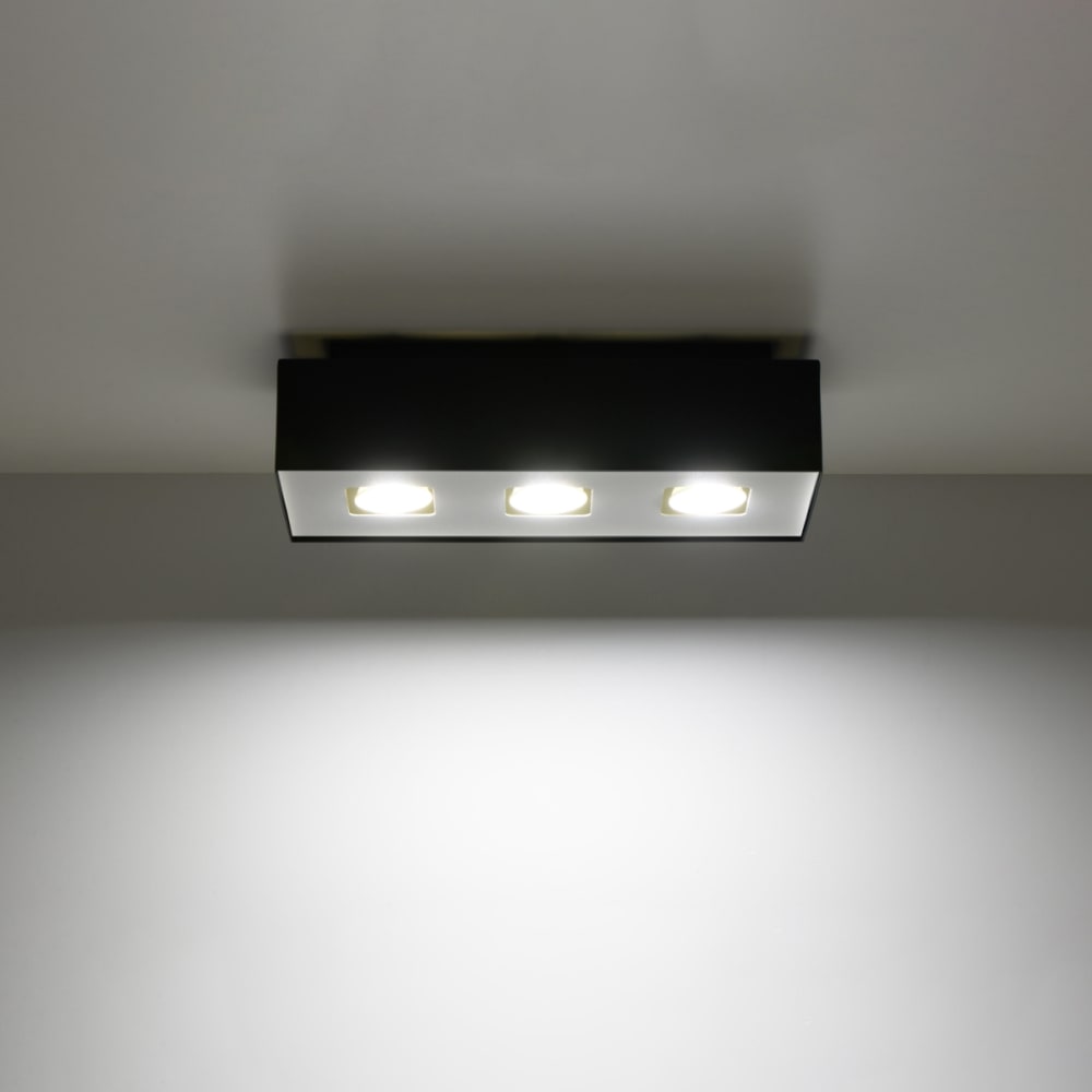 Plafonnier Acier Noir/Blanc GU10 3 Mono — vue 4