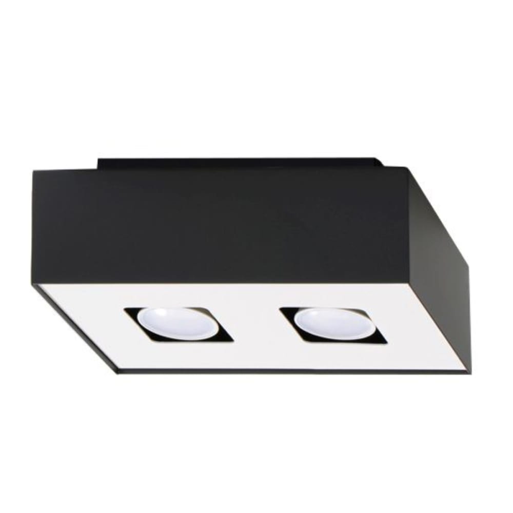 Plafonnier Acier Noir/Blanc GU10 2 Mono