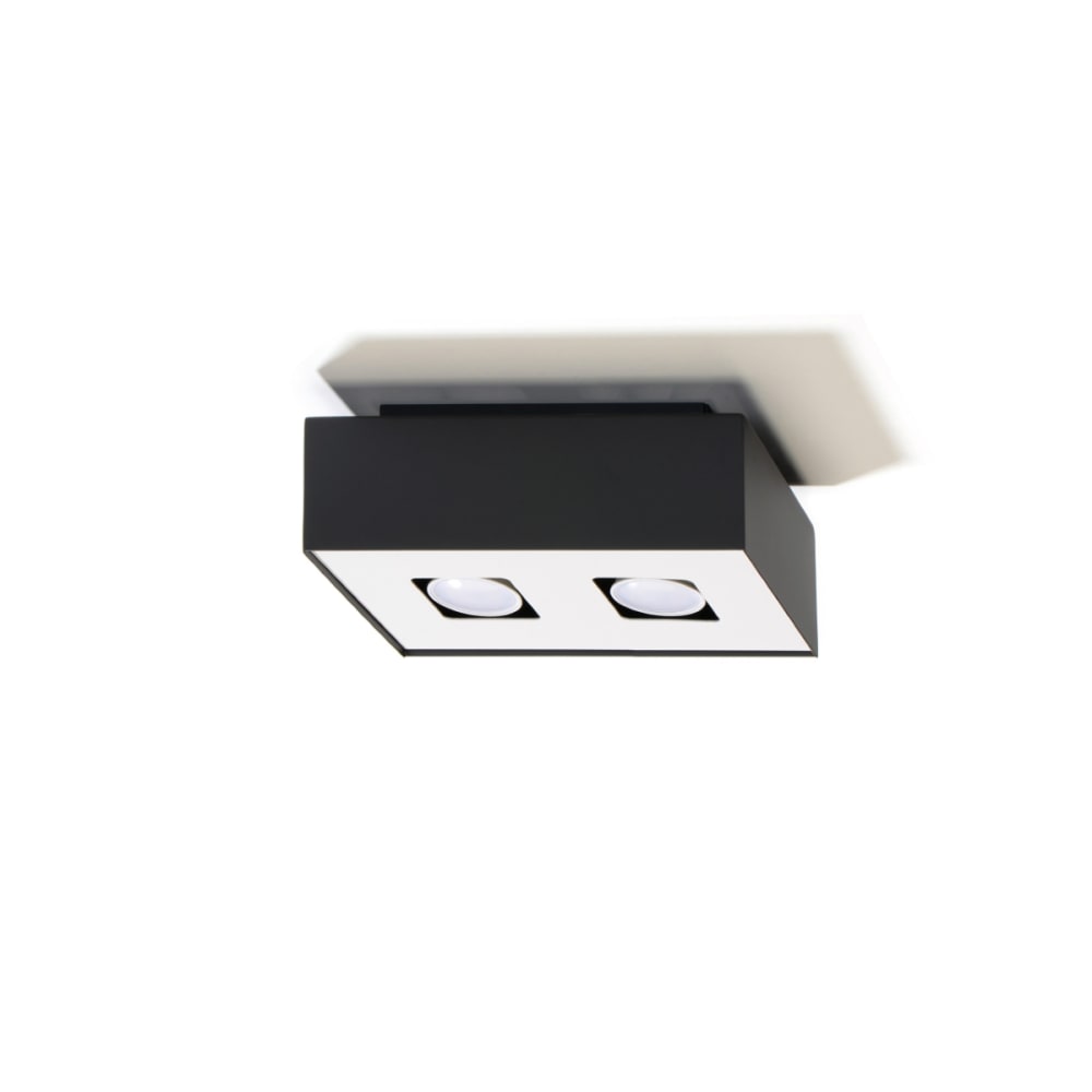 Plafonnier Acier Noir/Blanc GU10 2 Mono — vue 3