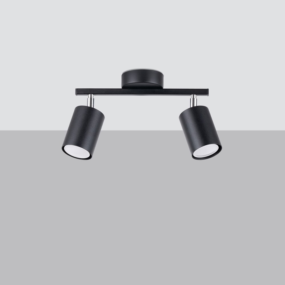 Lampada a soffitto nera acciaio - Sollux Lighting