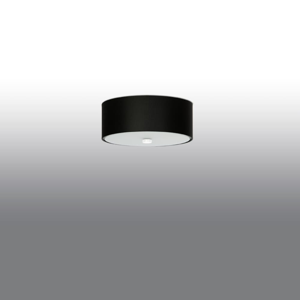 Lámpara de techo negro tela/vidrio/acero alt. 22 cm - Maisons du Monde