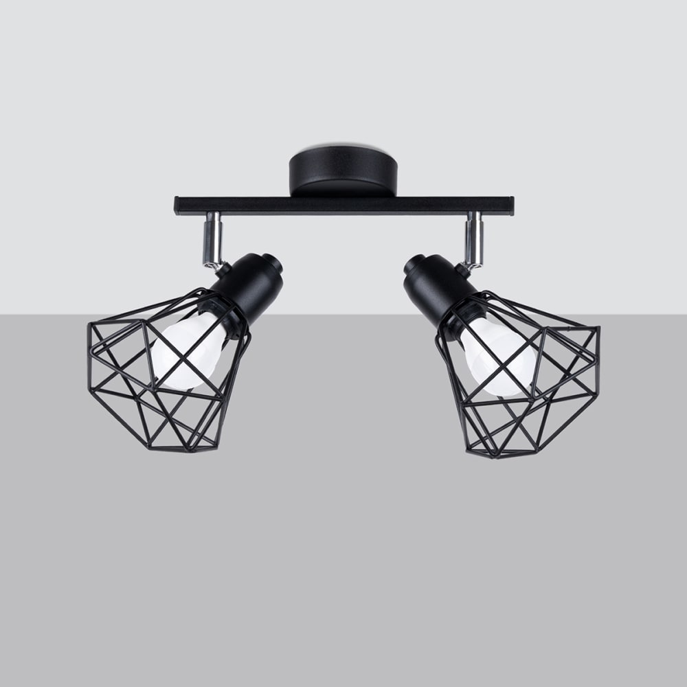 Lampada a soffitto nera acciaio - Sollux Lighting