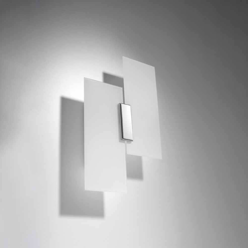 Lámpara de pared cromo/blanco acero/vidrio alt. 37 cm - Maisons du Monde