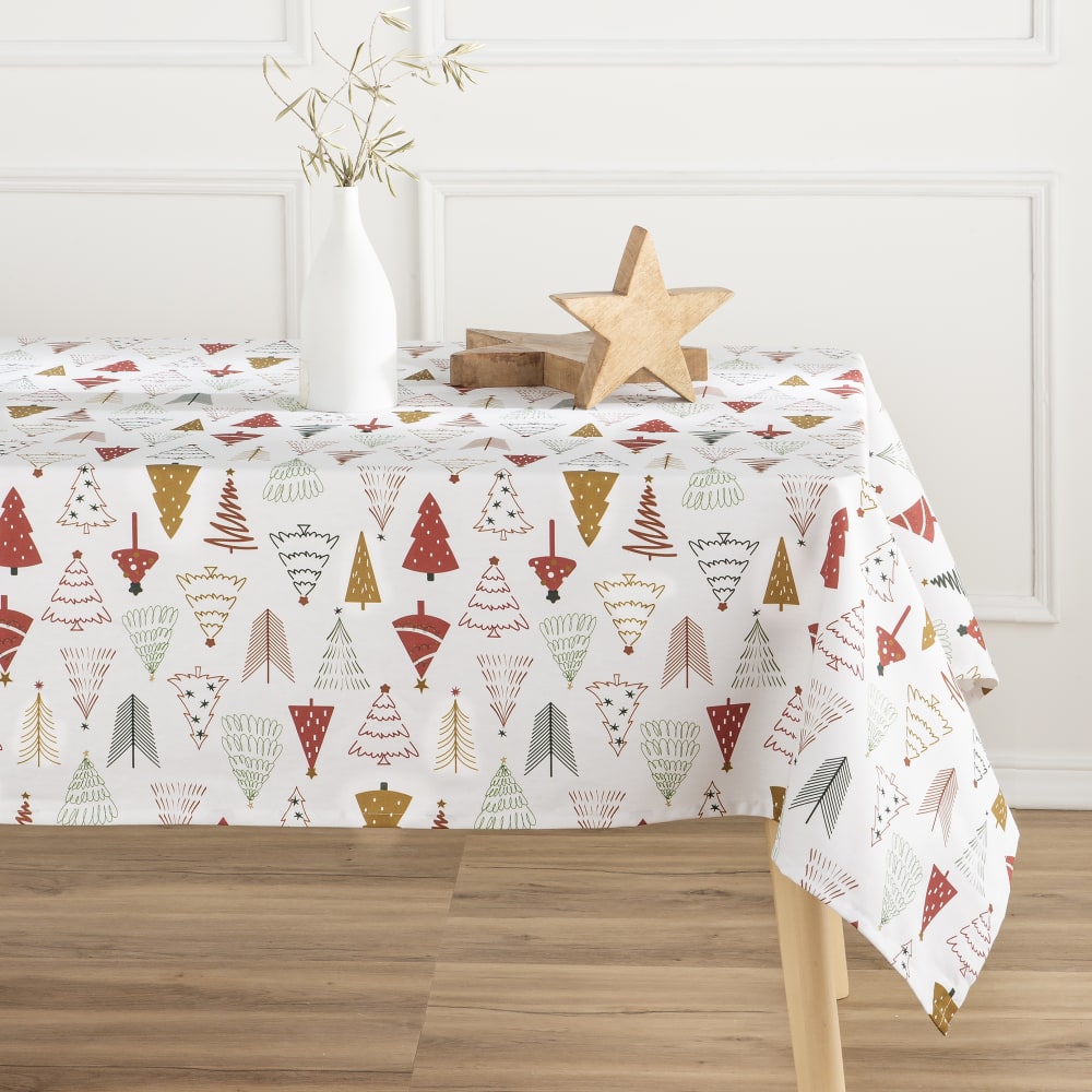 Mantel antimanchas 100% algodón navidad multicolor 140x140 cm