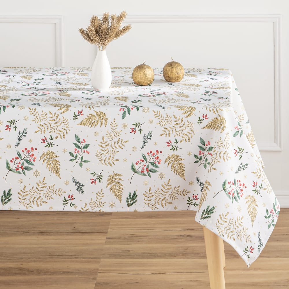 Mantel antimanchas 100% algodón navidad multicolor 140x140 cm