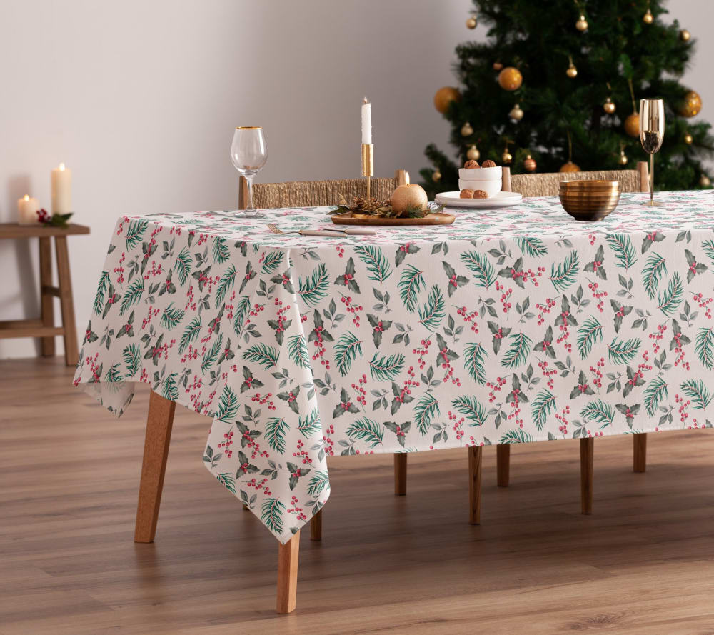 Mantel antimanchas 100% algodón navidad multicolor 140x200 cm