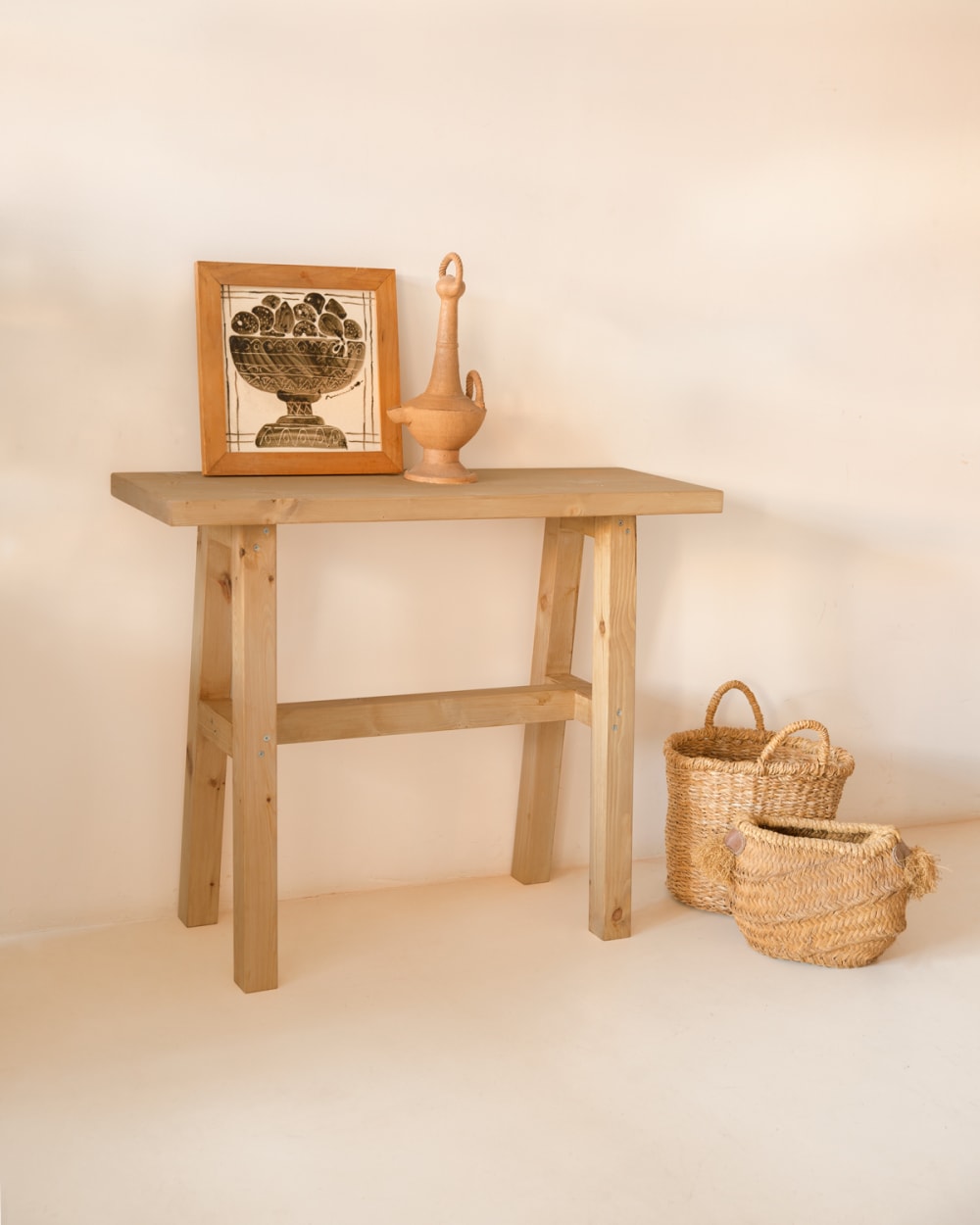 Consola de madera maciza en tono medio de 100x80cm - Maisons du Monde