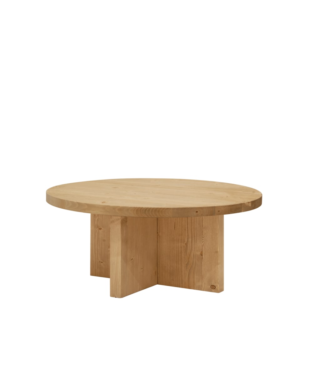 Table basse ronde en bois de sapin marron Ø60x33,2cm