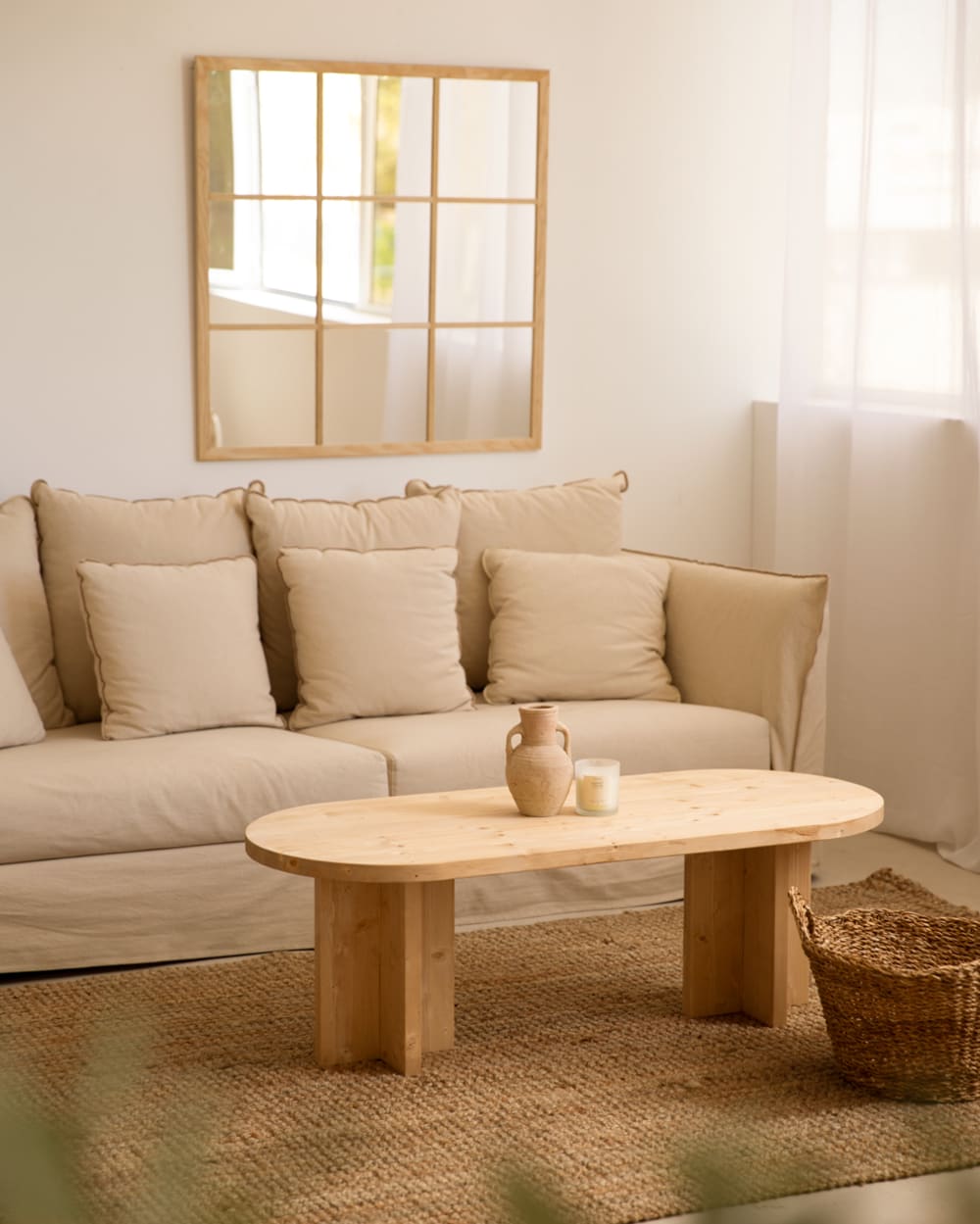 Mesita de noche de madera maciza flotante en tono medio de 27x40cm - Maisons du Monde