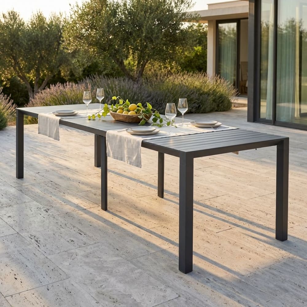 Consolle in alluminio antracite 85x51,5/260x74 - Milani Home