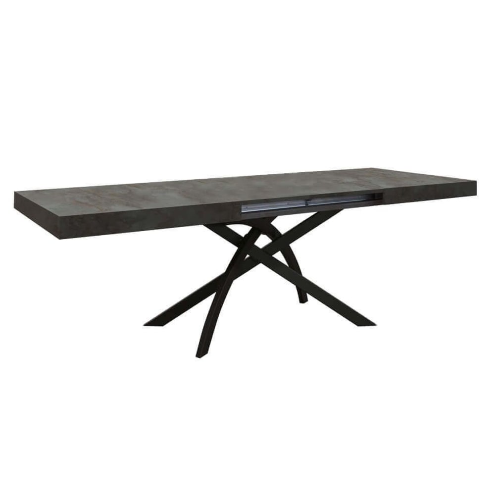 Tavolo da pranzo allungabile in metallo antracite 90x240x77 - Modello Contemporaneo - Grigio - Acciaio
