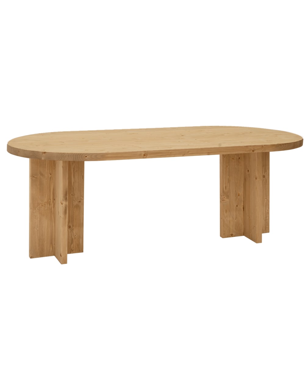 Table à manger ovale en bois de sapin marron 200x75cm