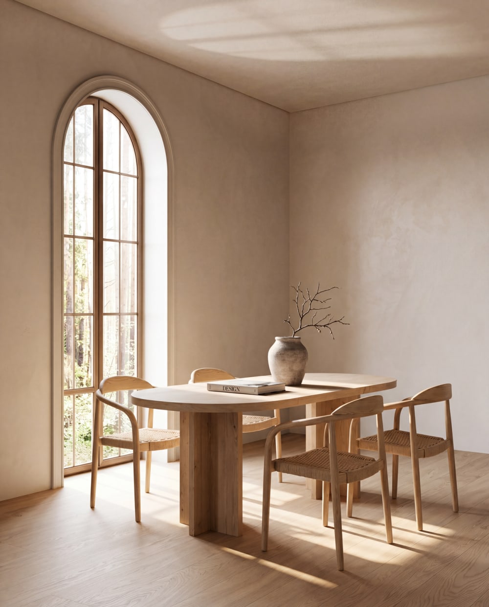 Mesa de comedor de madera maciza ovalada en tono medio 200x75cm - Maisons du Monde