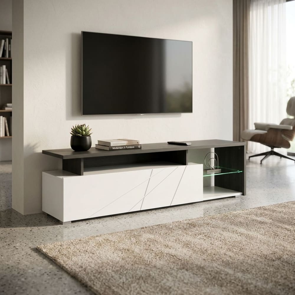 Porta tv in truciolare bilaminato antracite/bianco 170x41.5x46.5