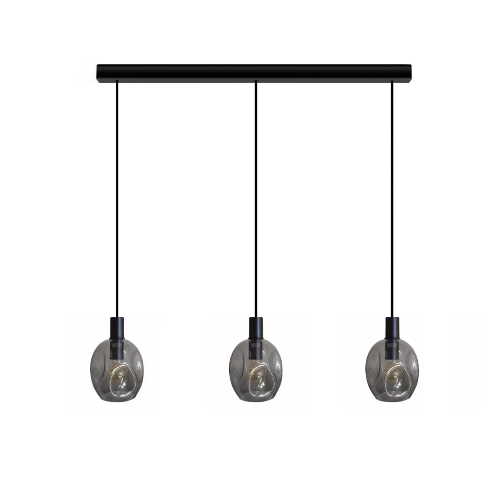 Lustre métal noir Abatjour fumé