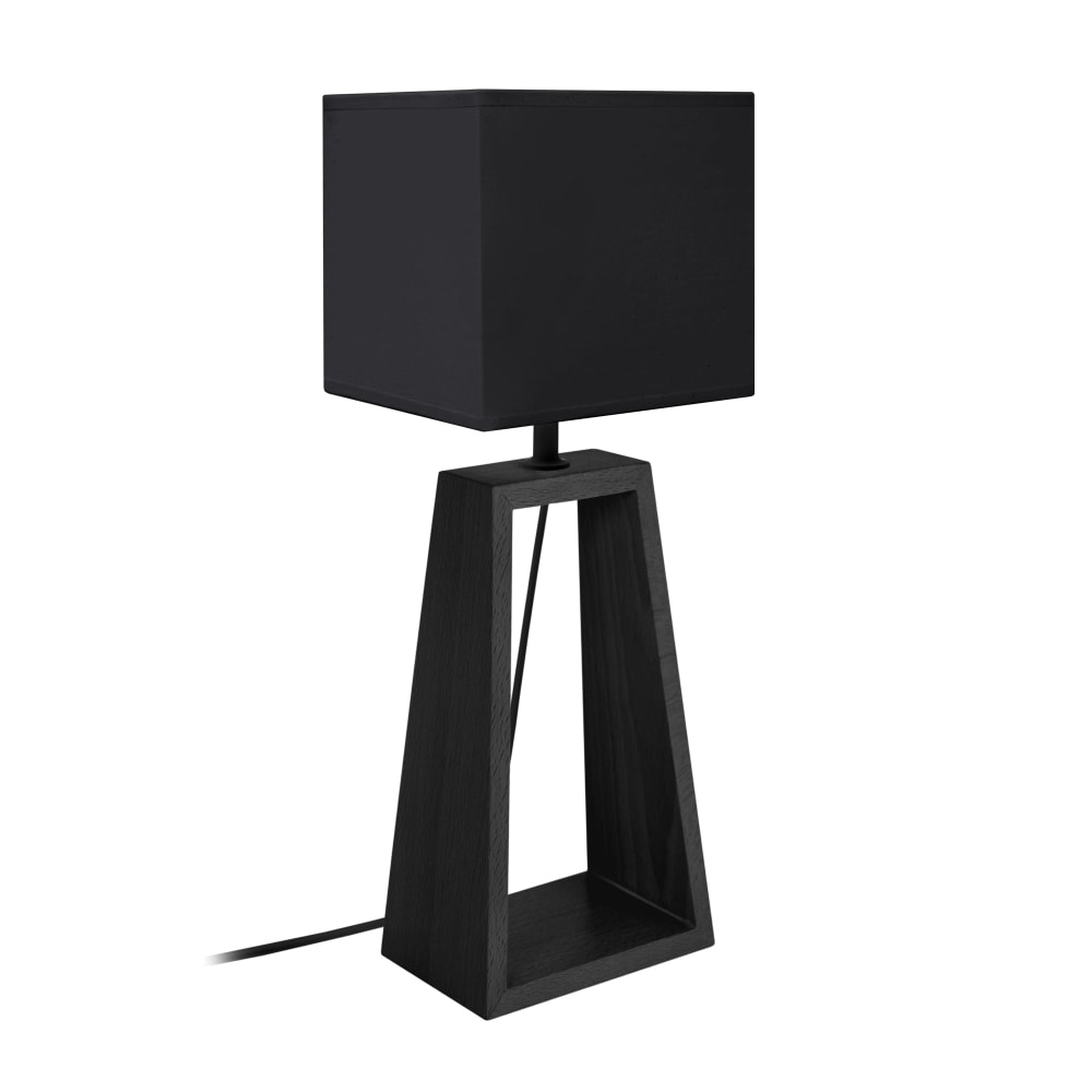 Lampe de table bois noir abat-jour tissu noir