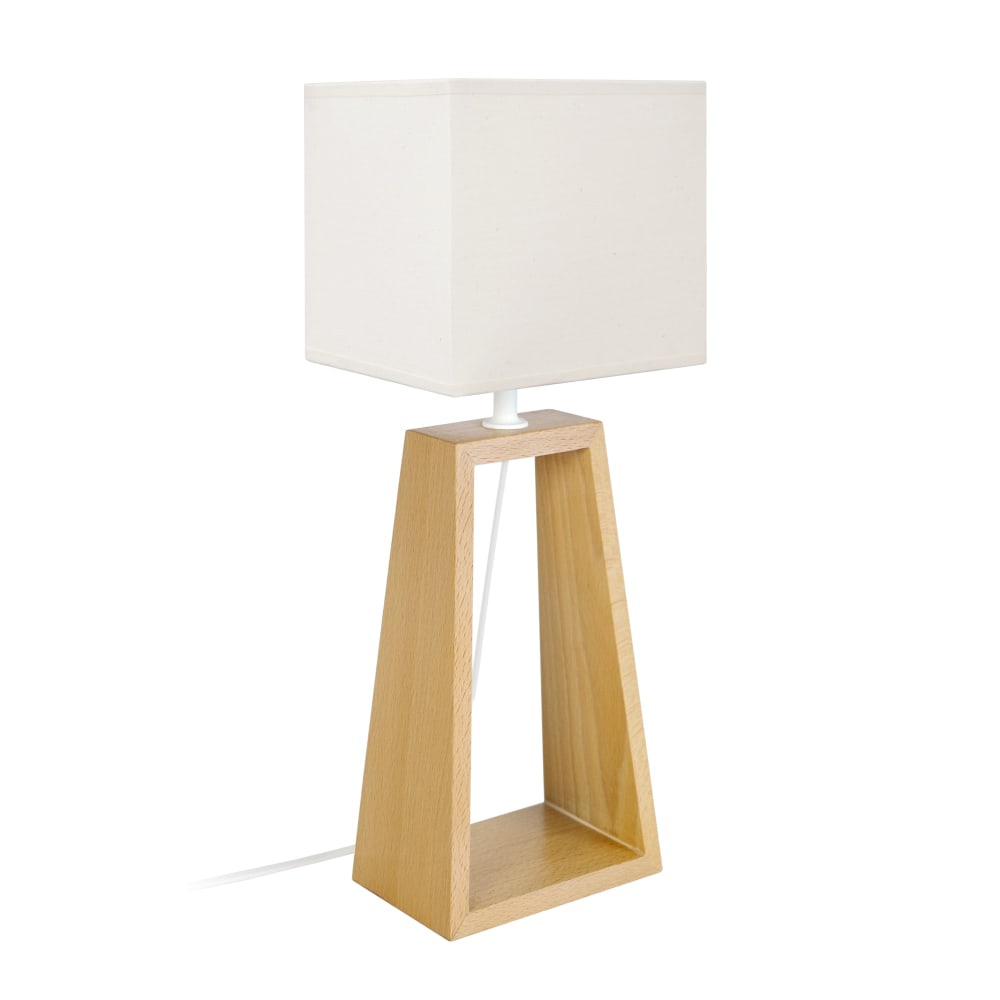 Lampe de table bois naturel  abat-jour tissu écru