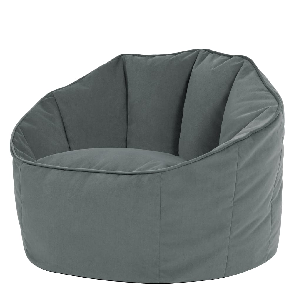 Pouf fauteuil coquillage velours gris anthracite Pouf fauteuil coquillage velours gris anthracite