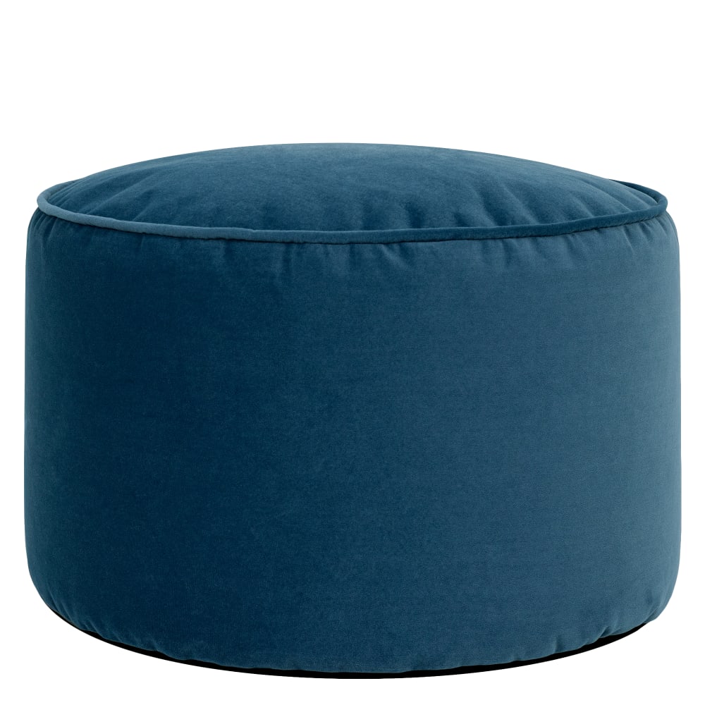 Pouf repose-pieds rond velours bleu marine Pouf repose-pieds rond velours bleu marine