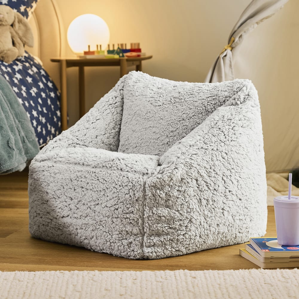 Icon Flauschiger Sitzsack-Sessel für Kinder, Grau style modern GRAU FLEECE Kinder