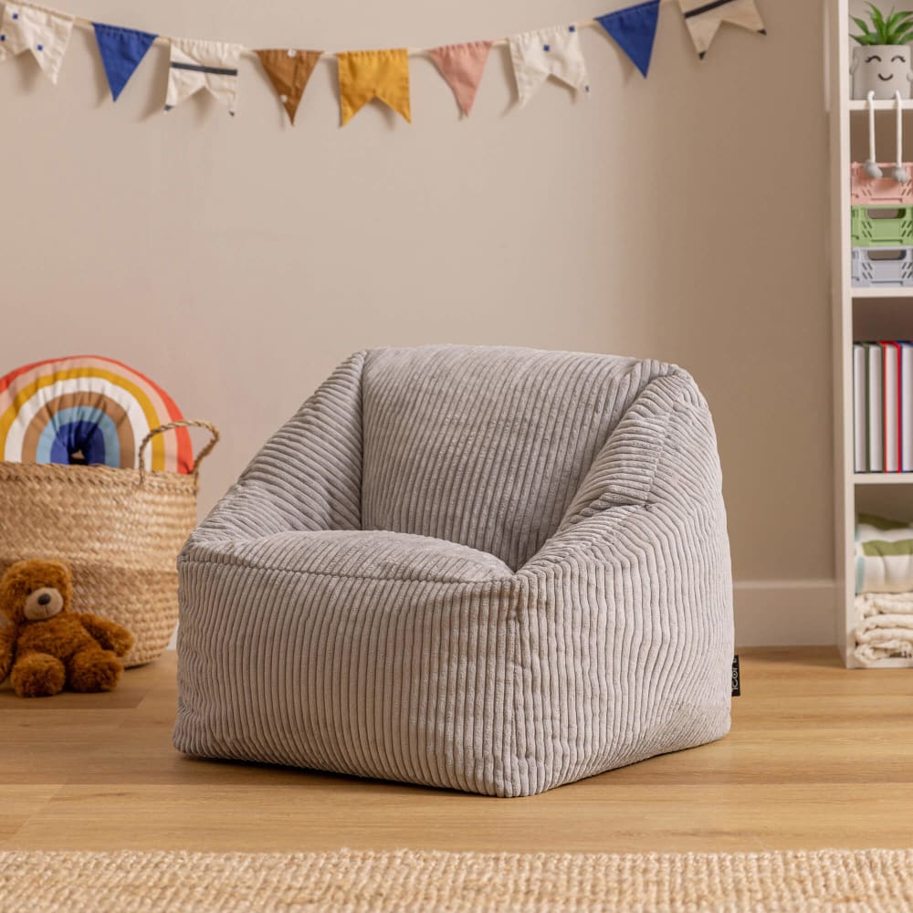 Icon Flauschiger Sitzsack-Sessel für Kinder aus Cord, Grau style modern GRAU SAMT Kinder