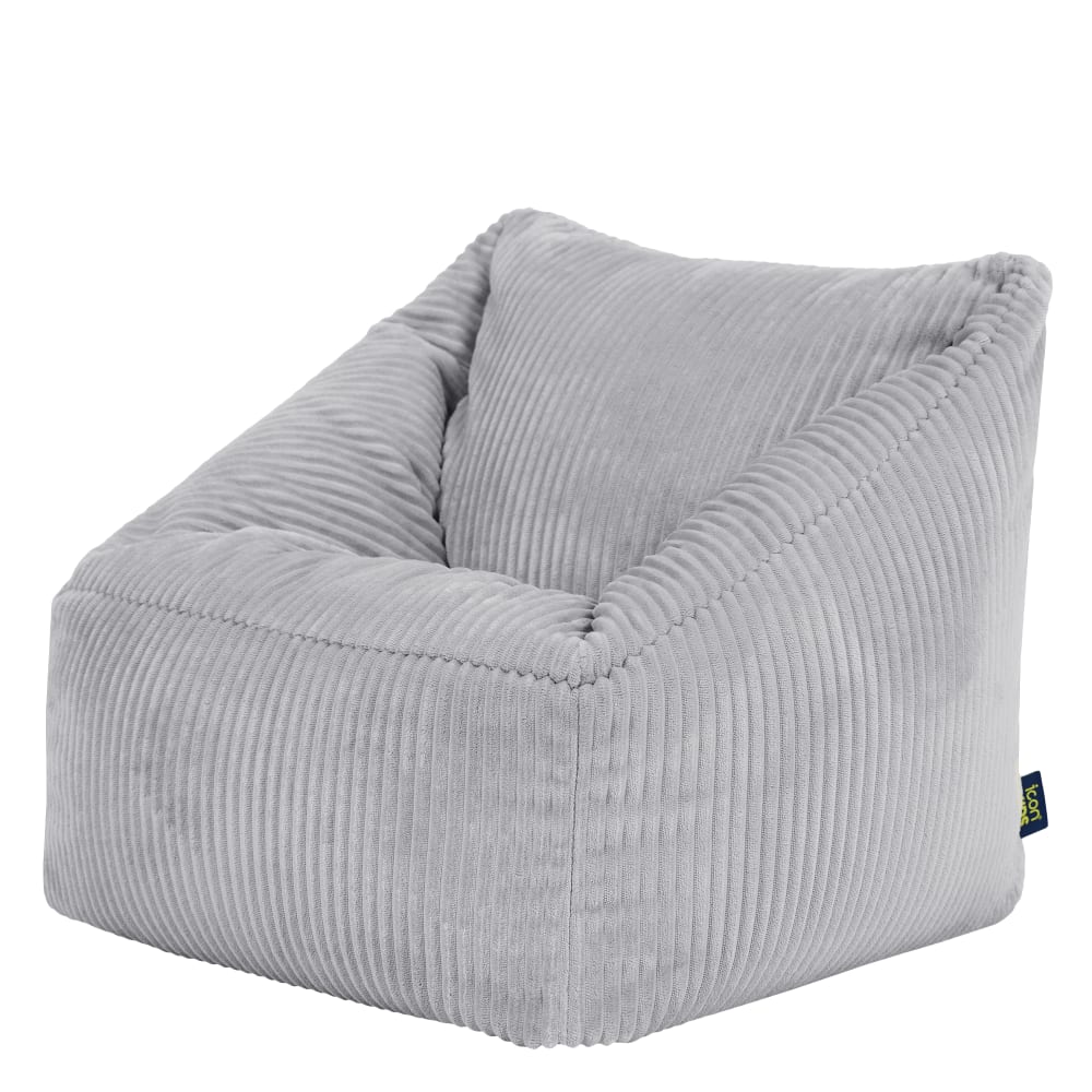 Pouf fauteuil enfant en velours côtelé gris clair