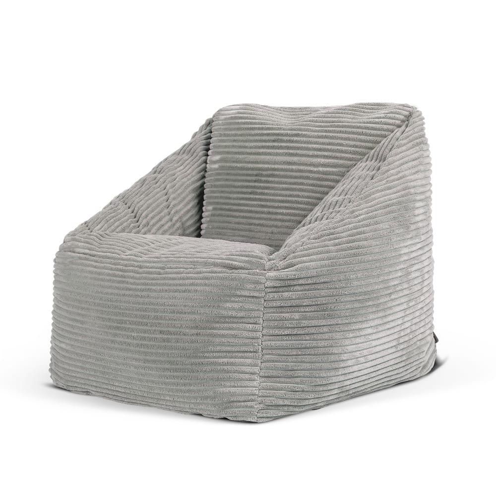 Pouf fauteuil enfant velours côtelé gris clair