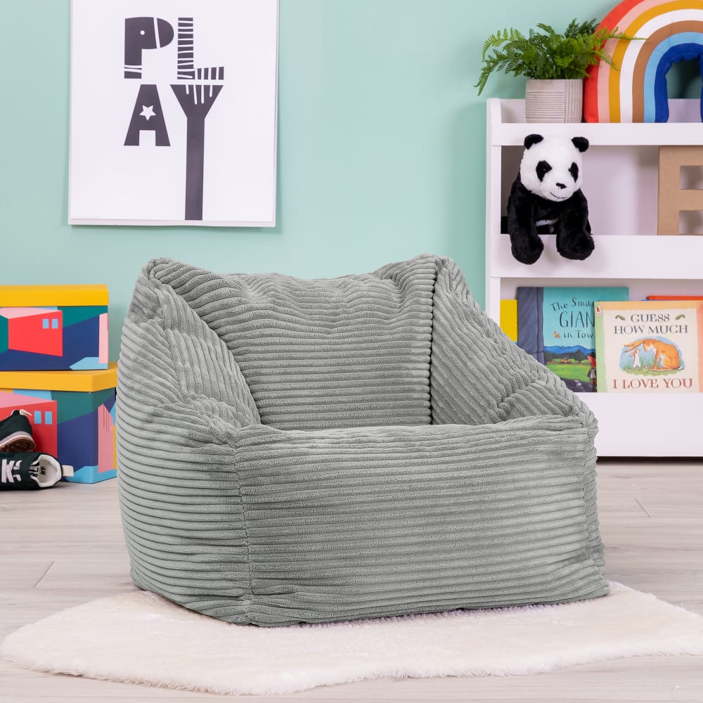 Flauschiger Sitzsack-Sessel für Kinder aus Cord, Grau - Maisons