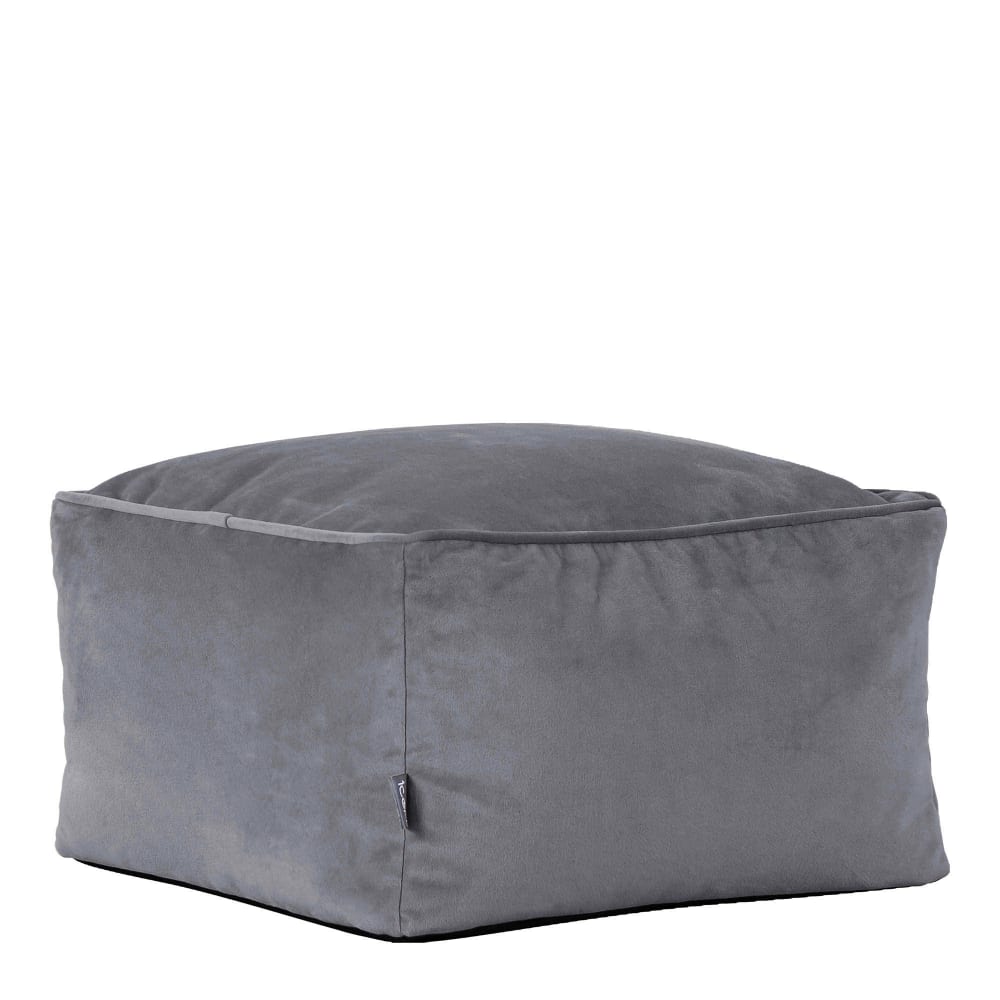 Pouf repose-pieds carré velours gris anthracite — Beyit