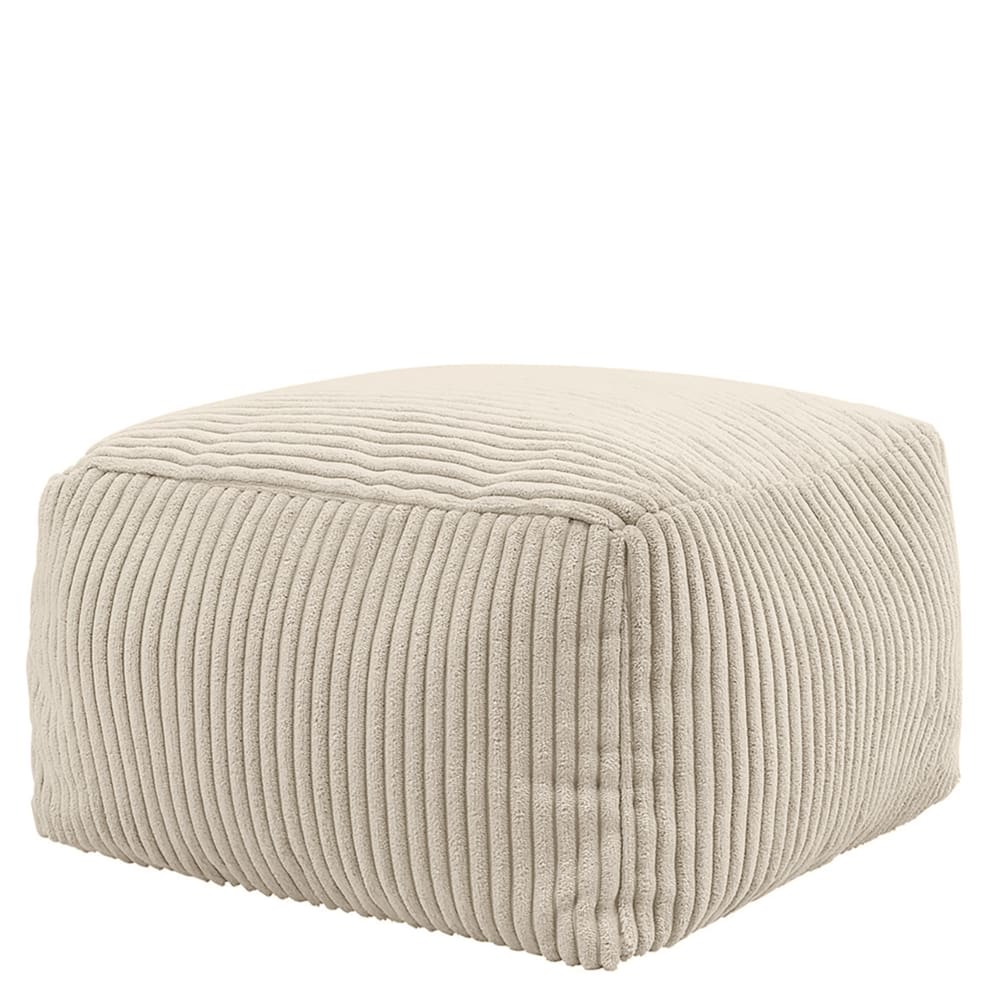 Icon Sitzpouf, Fußhocker aus Cord, Beige Beige Samt