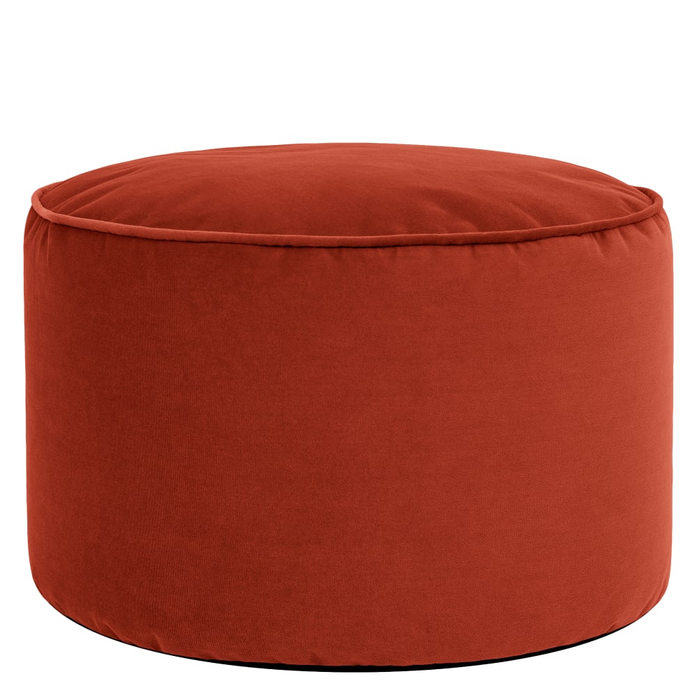 Pouf repose-pieds rond velours terracotta