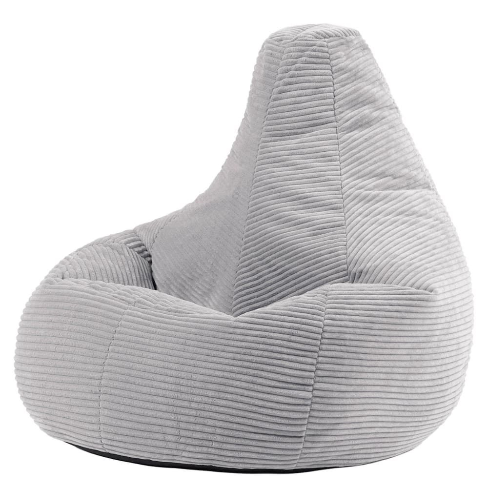 Icon Sitzpuff aus Cord mit hoher Rückenlehne, Grau style classic chic Grau Samt
