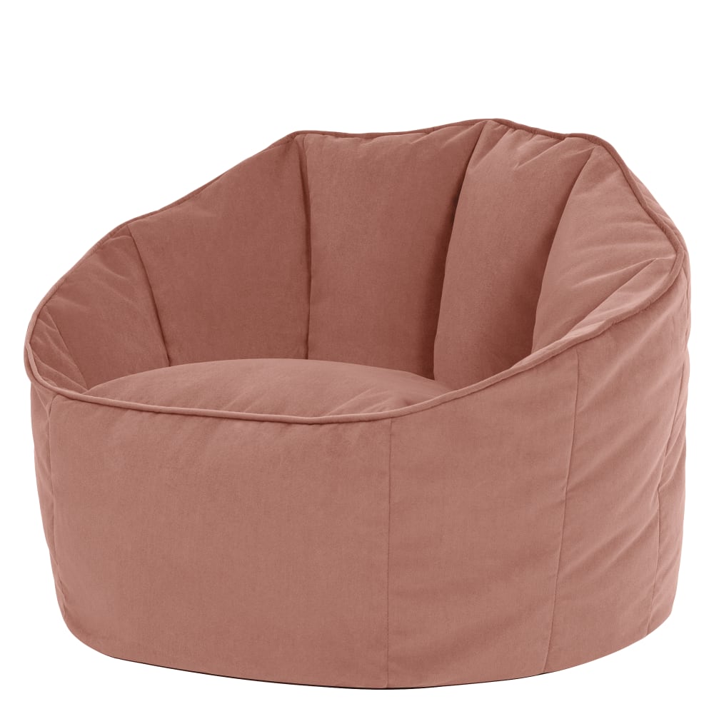 Pouf fauteuil coquillage velours rose aube Pouf fauteuil coquillage velours rose aube