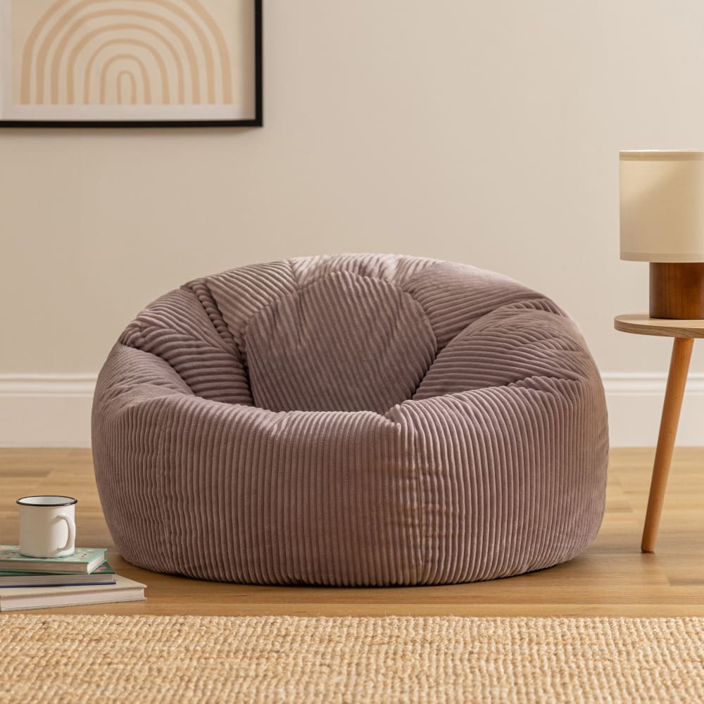 Pouf velours côtelé violet lavande