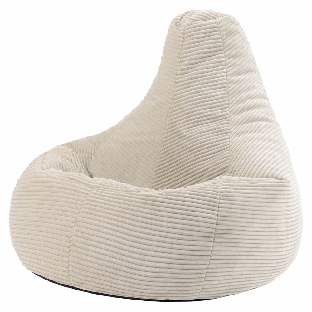 Pouf poire à dossier haut velours côtelé beige galet — Beyit
