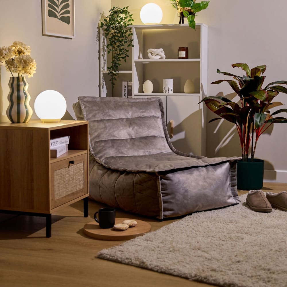 Pouf chauffeuse velours gris anthracite