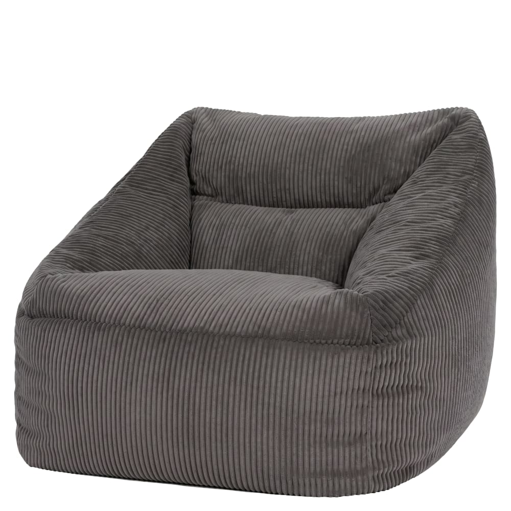 Pouf poire fauteuil velours côtelé gris anthracite — Beyit