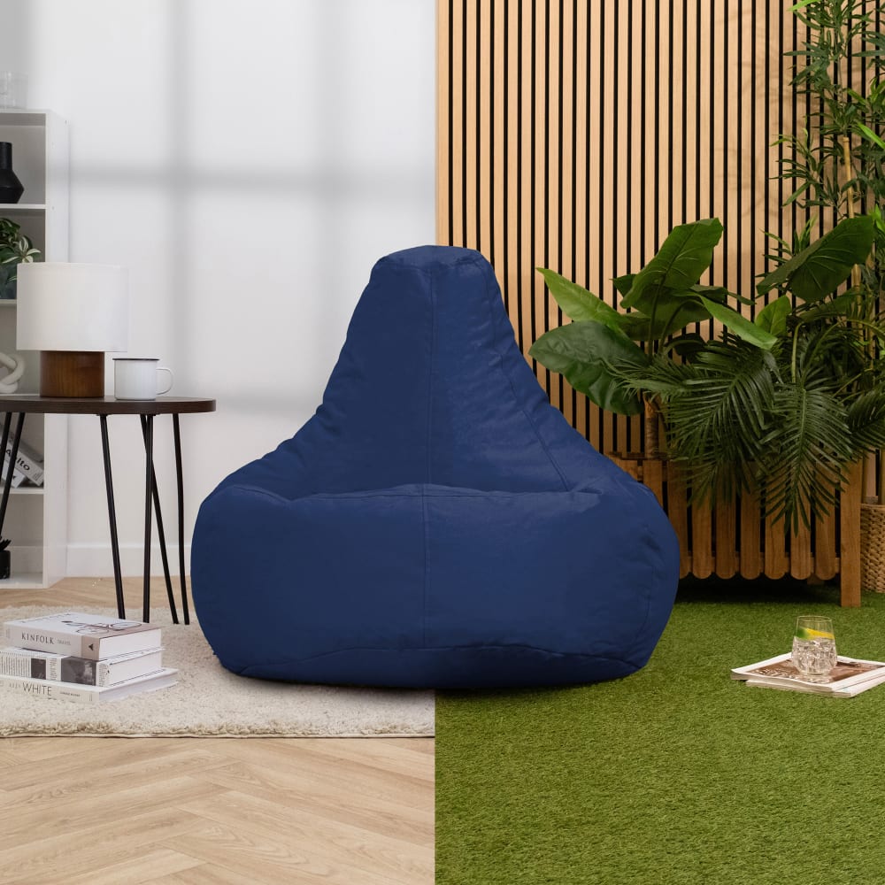 Pouf inclinable à dossier haut intérieur et extérieur bleu marine - Maisons du Monde