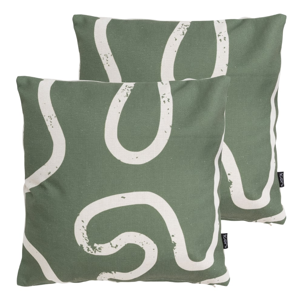 Lot de 2 coussins d'extérieur vert 43x43