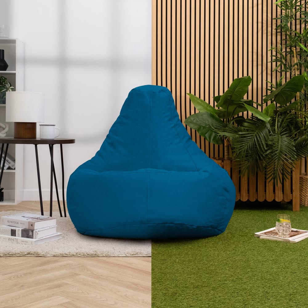 Pouf inclinable à dossier haut intérieur et extérieur bleu canard - Maisons du Monde