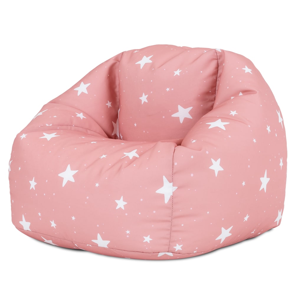 Pouf fauteuil enfant à imprimé étoile rose pastel