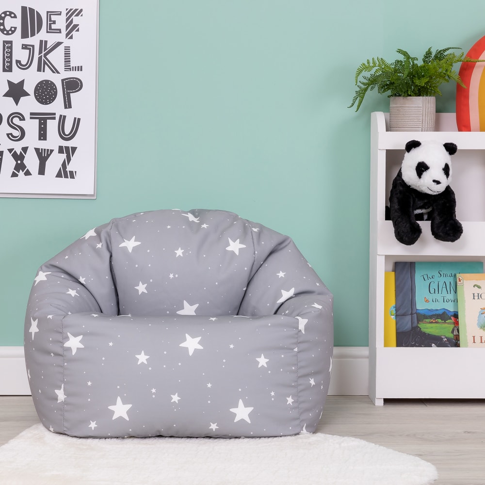Pouf fauteuil enfant à imprimé étoile gris (Icon) - Image 1