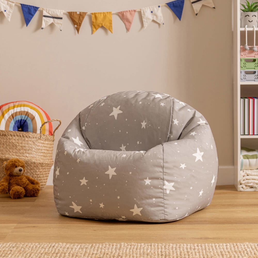 Pouf fauteuil enfant à imprimé étoile gris (Icon) - Image 2