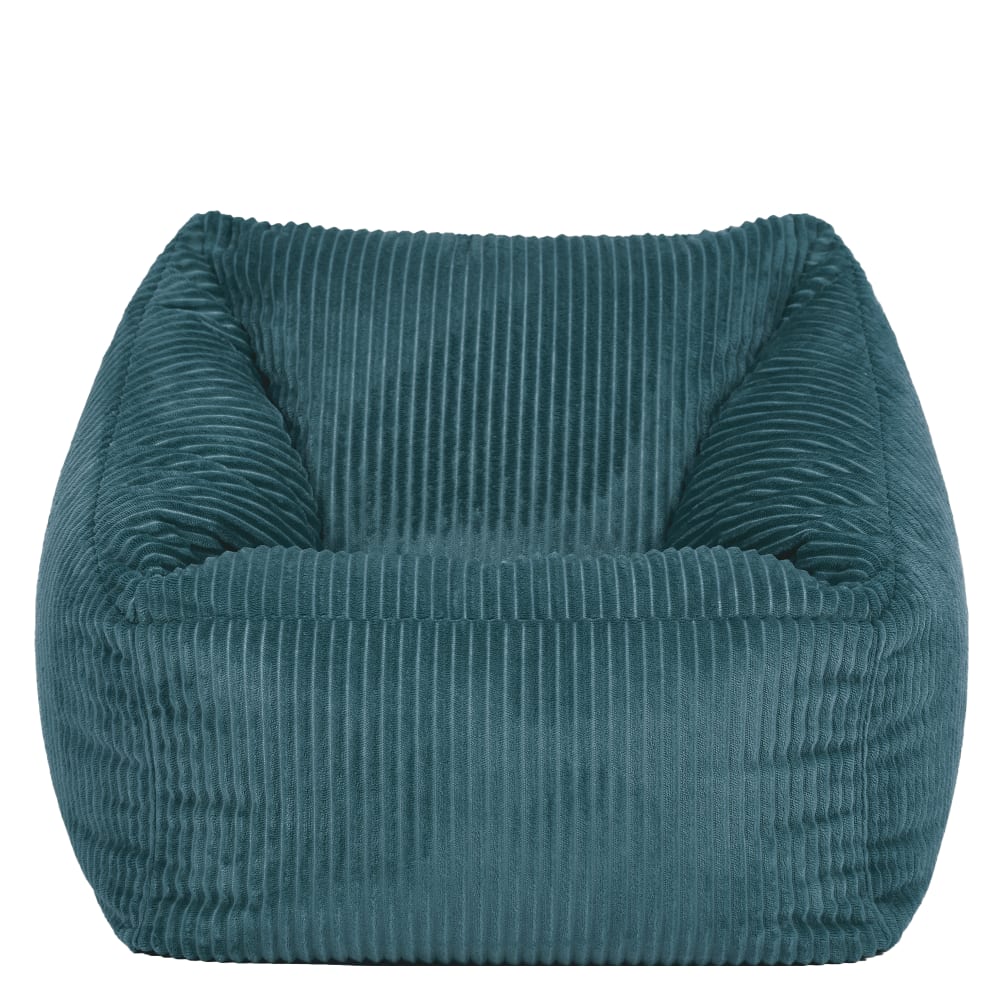 Pouf fauteuil enfant en velours côtelé bleu canard (Icon) - Image 2