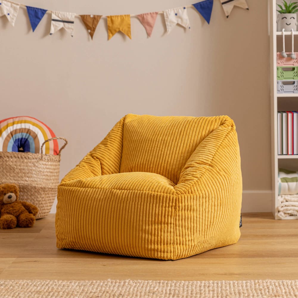 Icon Flauschiger Sitzsack-Sessel für Kinder aus Cord, Ockergelb style modern Samt Kinder