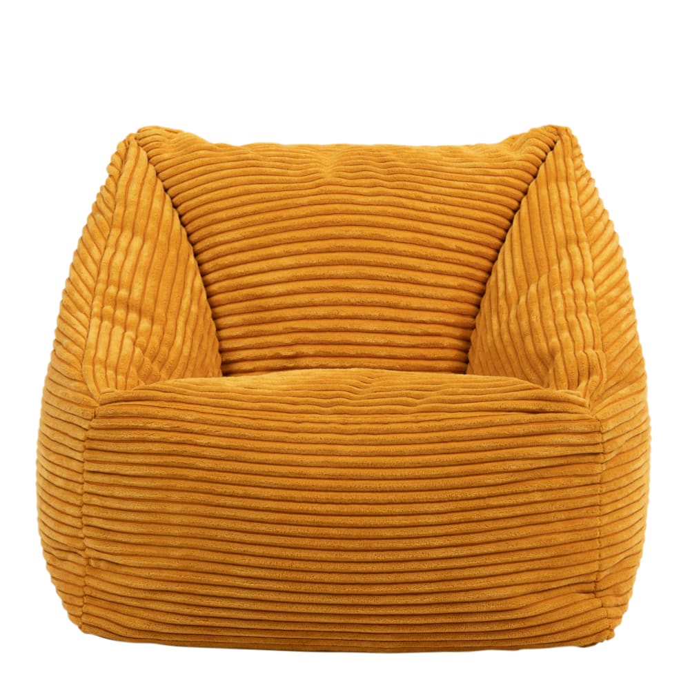 Pouf fauteuil enfant velours côtelé jaune ocre (Icon) - Image 1