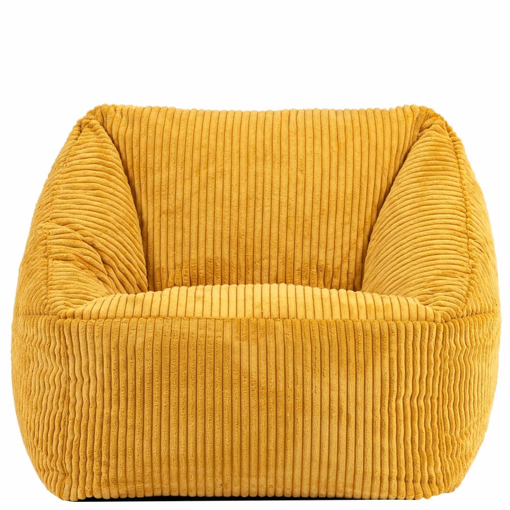 Pouf fauteuil enfant velours côtelé jaune ocre (Icon) - Image 2