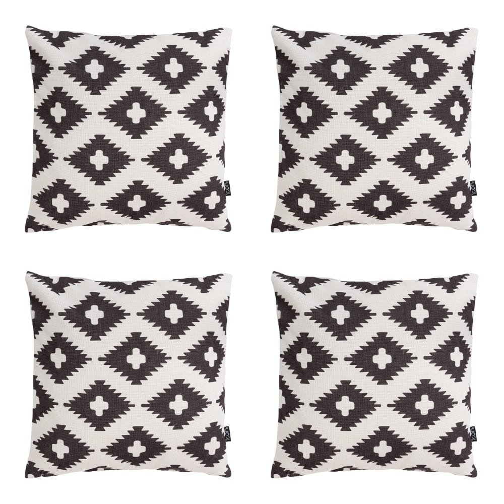 Lot de 4 coussins d'extérieur imprimé/noir 43x43cm